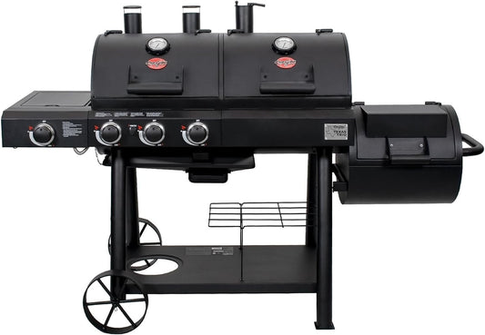 Char-Griller Texas Trio 3-Burner Dual Fuel Grill with Smoker